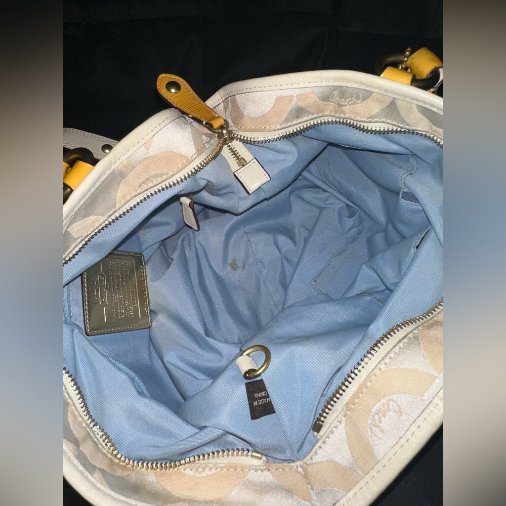 Coach 12963 Madison Julianne Op Art XL Large Tote Satchel Patent Leather Yellow - Picture 12 of 12